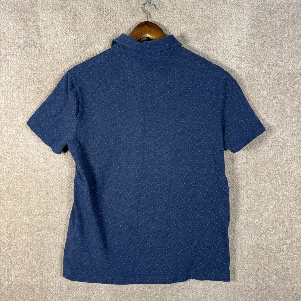 Polo Ralph Lauren Shirt Mens Medium Blue Micro Dot Custom Slim Fit Short Sleeve